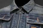 Veste jean délavé zip poches poitrine pour homme – vue 4