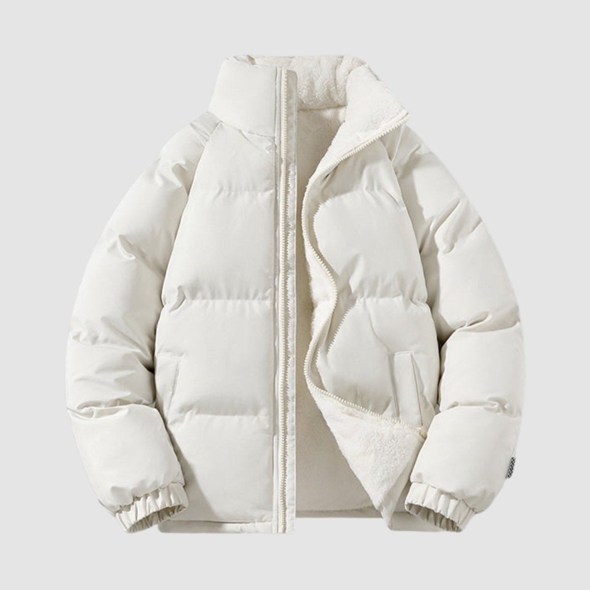 Veste matelassée capuche doublure sherpa beige pour femme