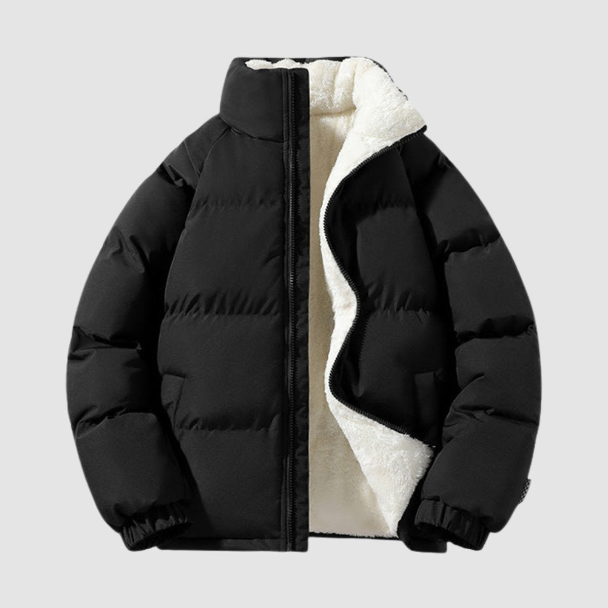 Veste matelassée capuche doublure sherpa noir pour femme