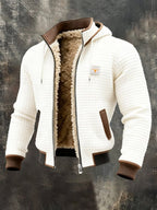Veste matelassée capuche doublée sherpa blanc pour homme