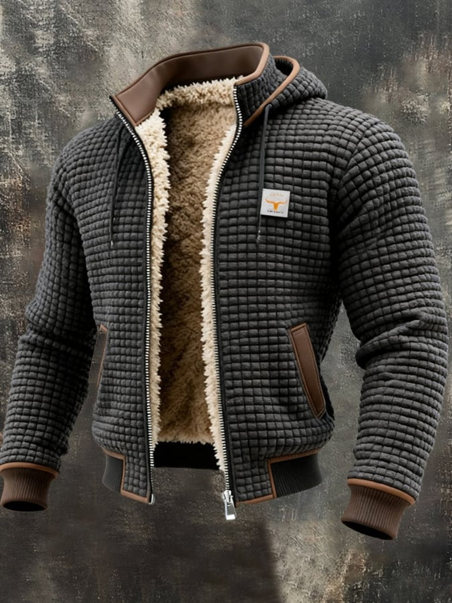 Veste matelassée capuche doublée sherpa gris pour homme