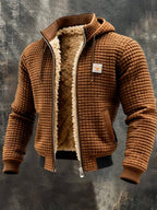 Veste matelassée capuche doublée sherpa marron pour homme