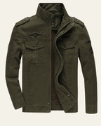 Veste militaire col montant multi-poches vert pour homme