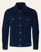 Veste trucker côtelée avec poches poitrine bleu foncé pour homme