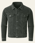 Veste trucker côtelée avec poches poitrine gris pour homme