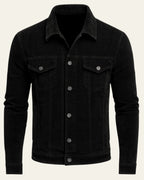 Veste trucker côtelée avec poches poitrine noir pour homme