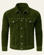 Veste trucker côtelée avec poches poitrine vert pour homme