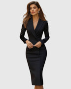 Detail of long sleeve cuff and button fastening on blazer