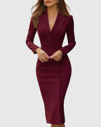 Back view of blazer dress showing structured tailoring