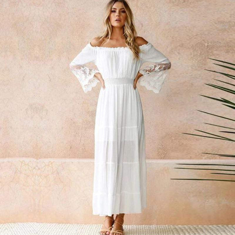 Back view of tiered maxi skirt with flowing fabric movement