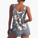 Back view of tankini top with adjustable shoulder straps