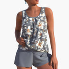 Side view of extended-length tankini top showing coverage