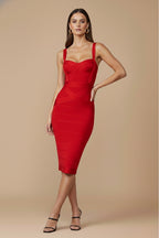 Women's Bandage Sweetheart Bodycon Midi Dress