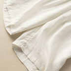 Close-up of fabric quality and linen blend composition