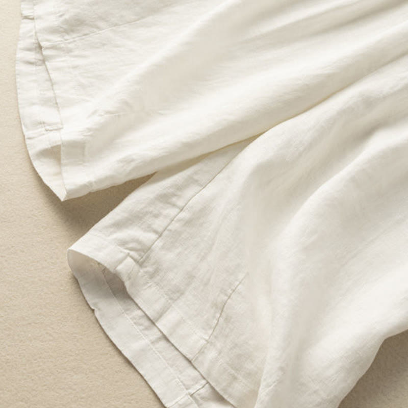 Close-up of fabric quality and linen blend composition