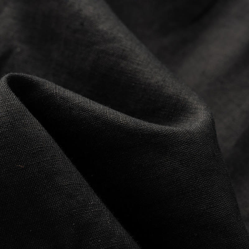 Detail of hem stitching and finishing on linen shorts