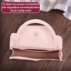 Detail shot of PU leather texture and flap design