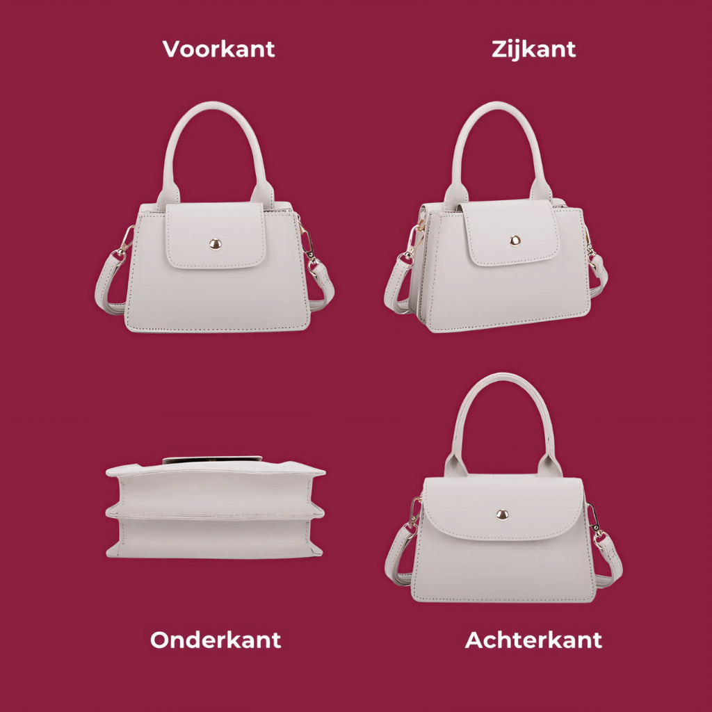Handbag styled as evening accessory with minimal essentials