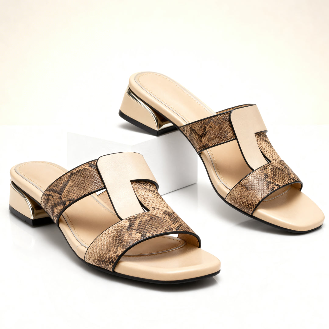 Detail shot of orthopedic cushioned footbed inside sandal