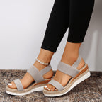 Detail of woven espadrille texture on sandal platform