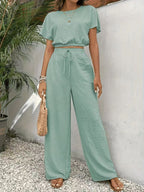 Flat lay showing both pieces of the co-ord set separately