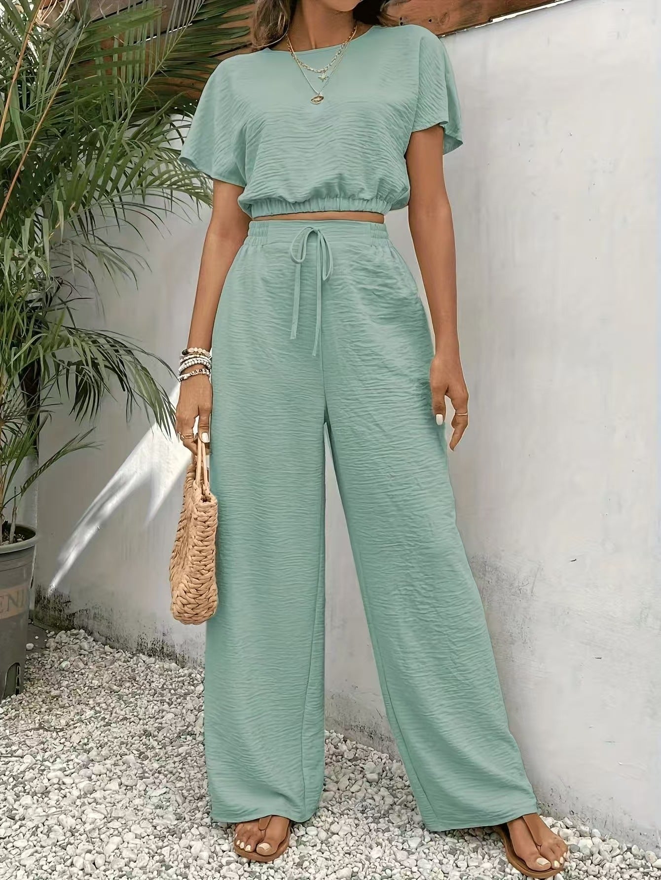 Flat lay showing both pieces of the co-ord set separately