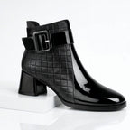 Inside view showing buckle fastening and ankle fit