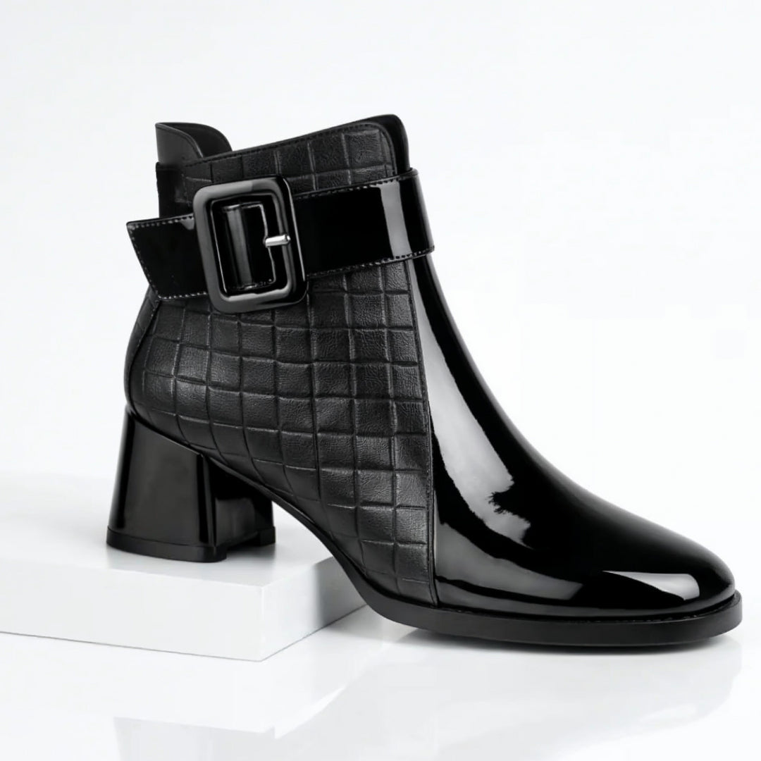 Inside view showing buckle fastening and ankle fit