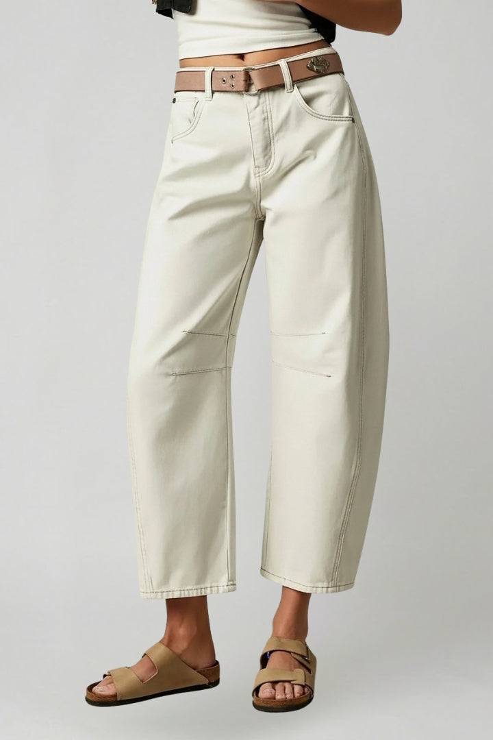 Women's Black High Waist Wide Leg Denim Jeans with Stretch