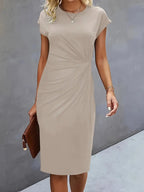 Women's Ruched Short Sleeve Midi Dress
