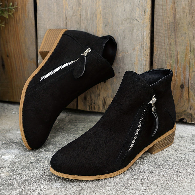 Worn styling, casual standing pose