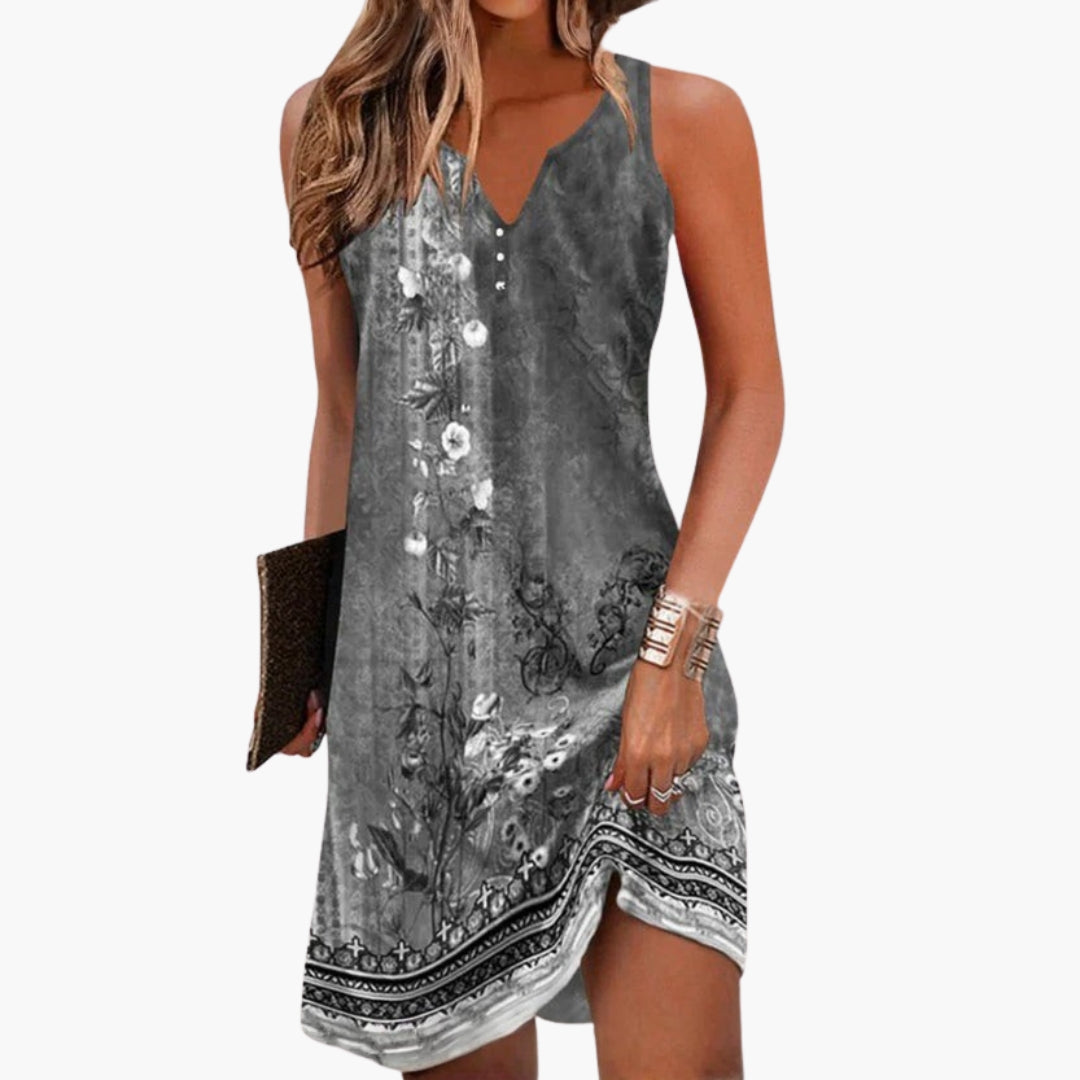 Women's Floral Sleeveless V-Neck Midi Dress