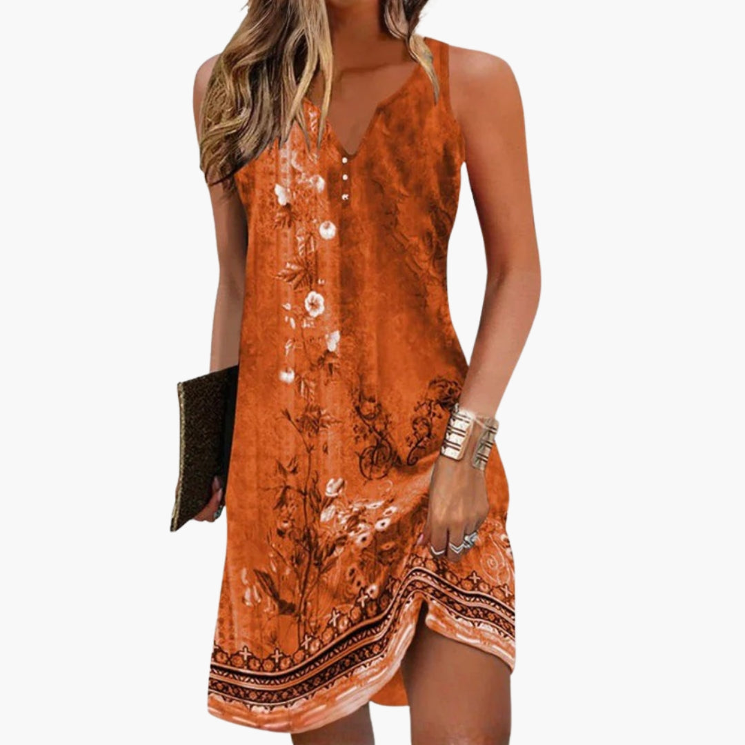 Women's Floral Sleeveless V-Neck Midi Dress