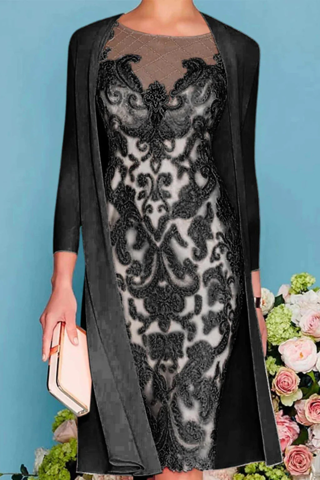 Woman in dress final full-length pose