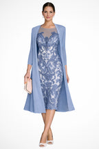 Close-up of dress neckline and lace embroidery pattern