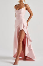 Detail shot of ruffle hem and movement of skirt fabric