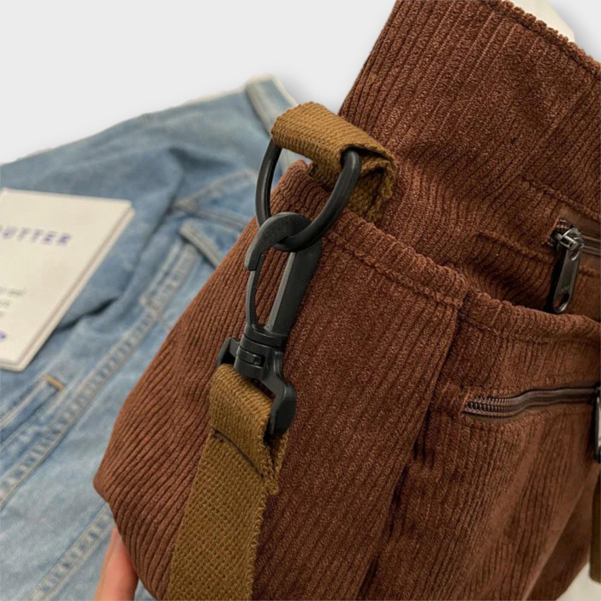 Women's Corduroy Multi Pocket Tote Bag