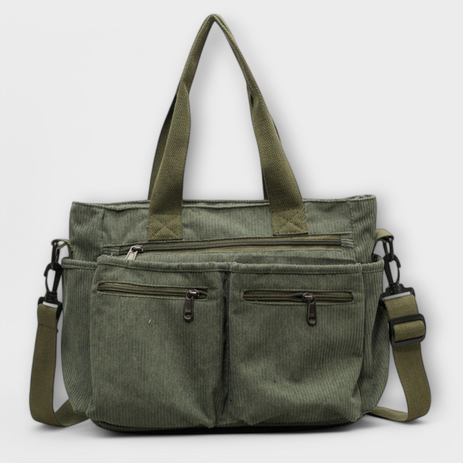 Women's Corduroy Multi Pocket Tote Bag