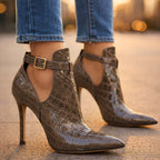 Model walking in boots, demonstrating comfort and stride