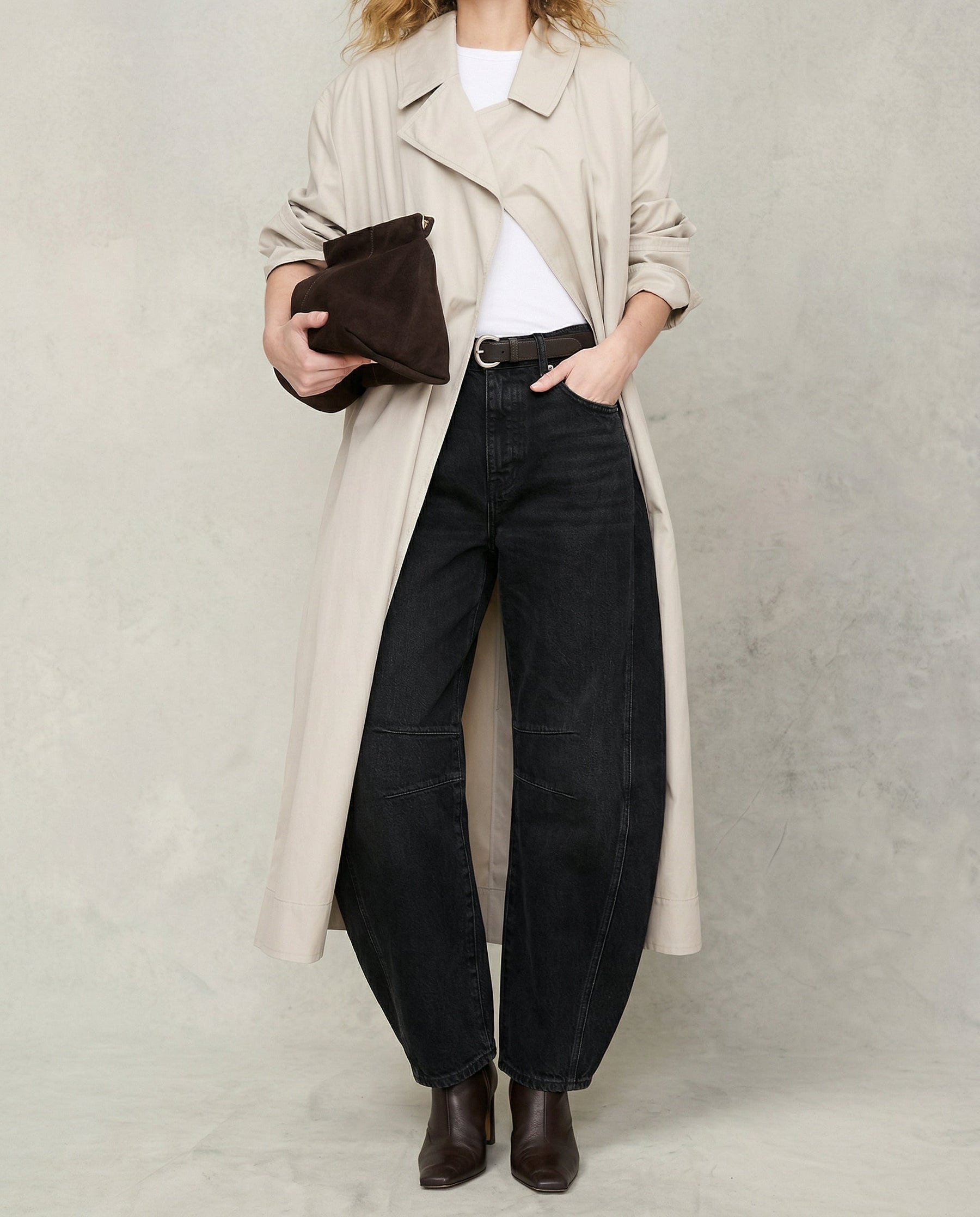 Back pocket detail on leopard print wide leg denim