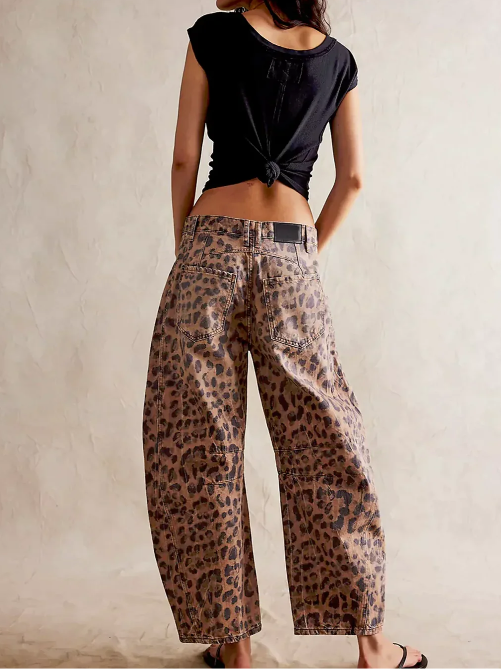 Women's Leopard Wide Leg Denim Jeans