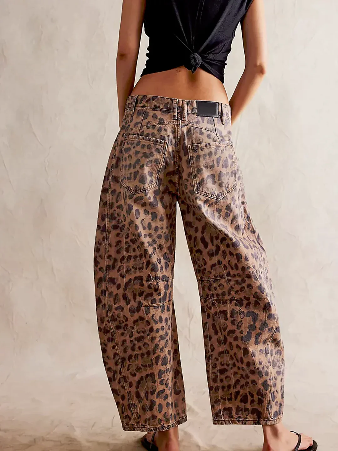 Women's Leopard Wide Leg Denim Jeans