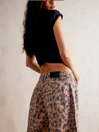 Women's Leopard Wide Leg Denim Jeans