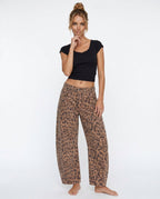 Women's Leopard Wide Leg Denim Jeans