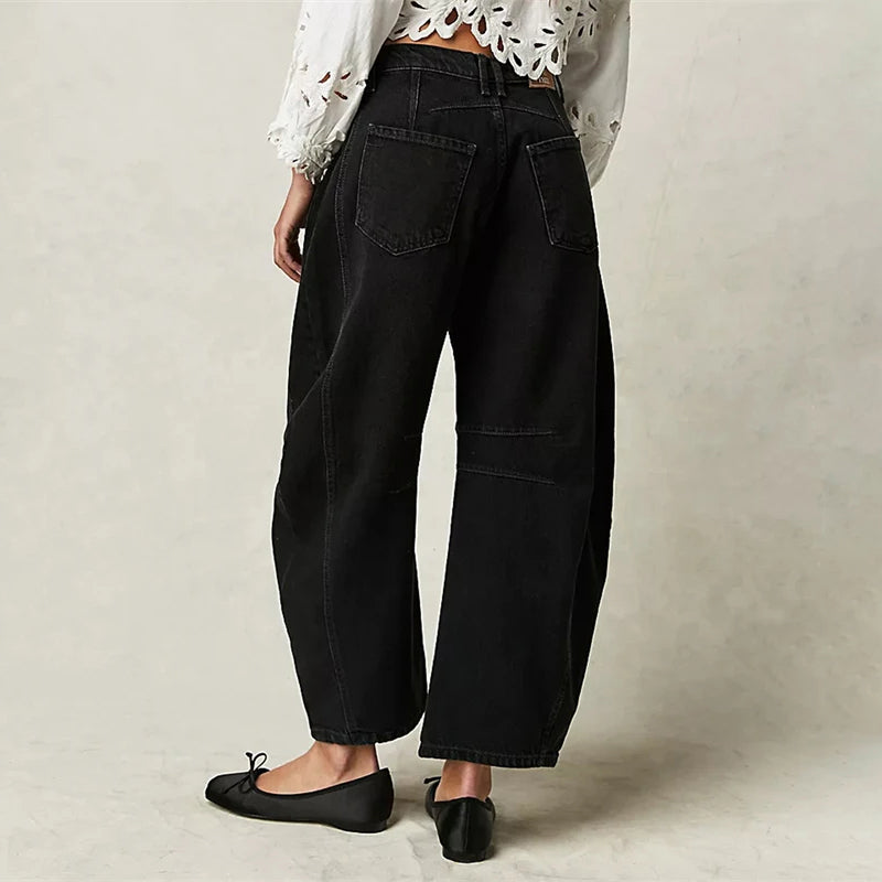 Women's Leopard Wide Leg Denim Jeans