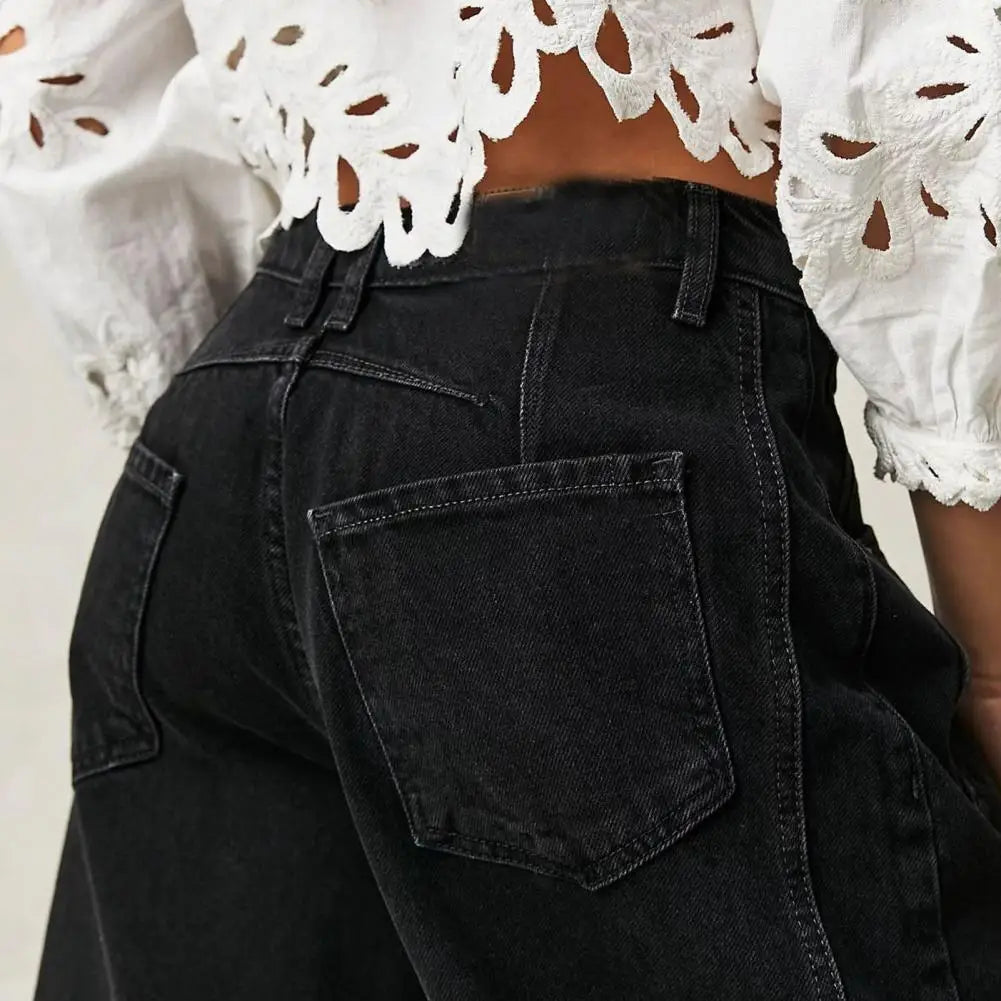 Women's Leopard Wide Leg Denim Jeans