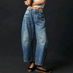 Women's Leopard Wide Leg Denim Jeans