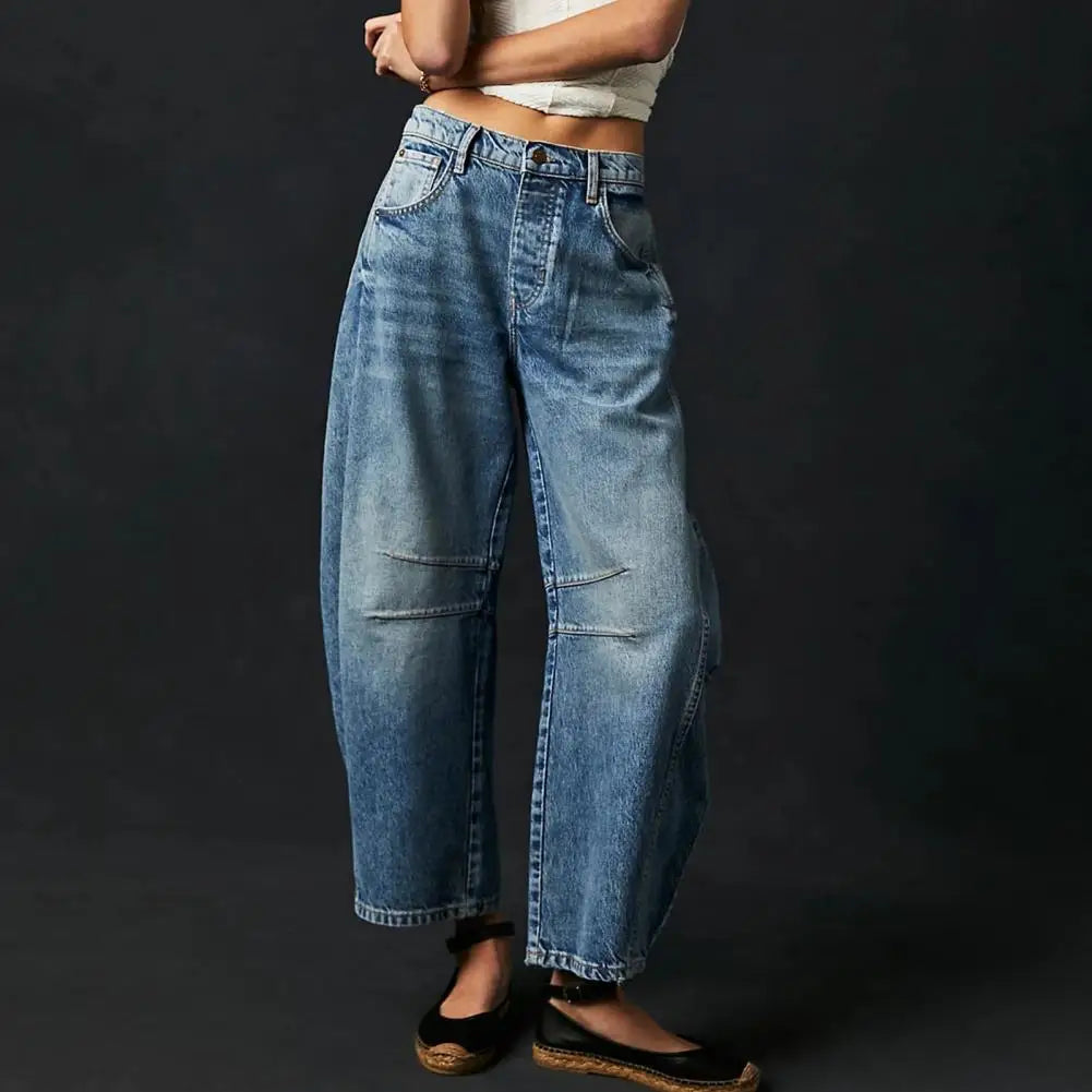 Women's Leopard Wide Leg Denim Jeans