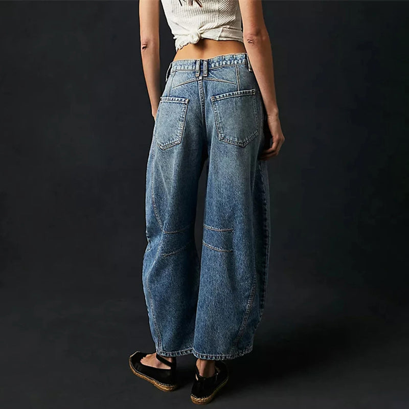 Women's Leopard Wide Leg Denim Jeans