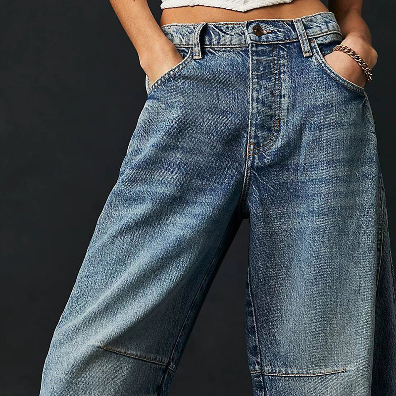 Women's Leopard Wide Leg Denim Jeans